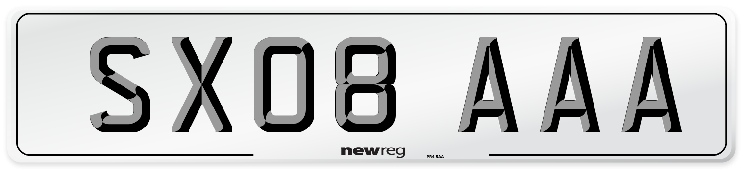 SX08 AAA Number Plate from New Reg